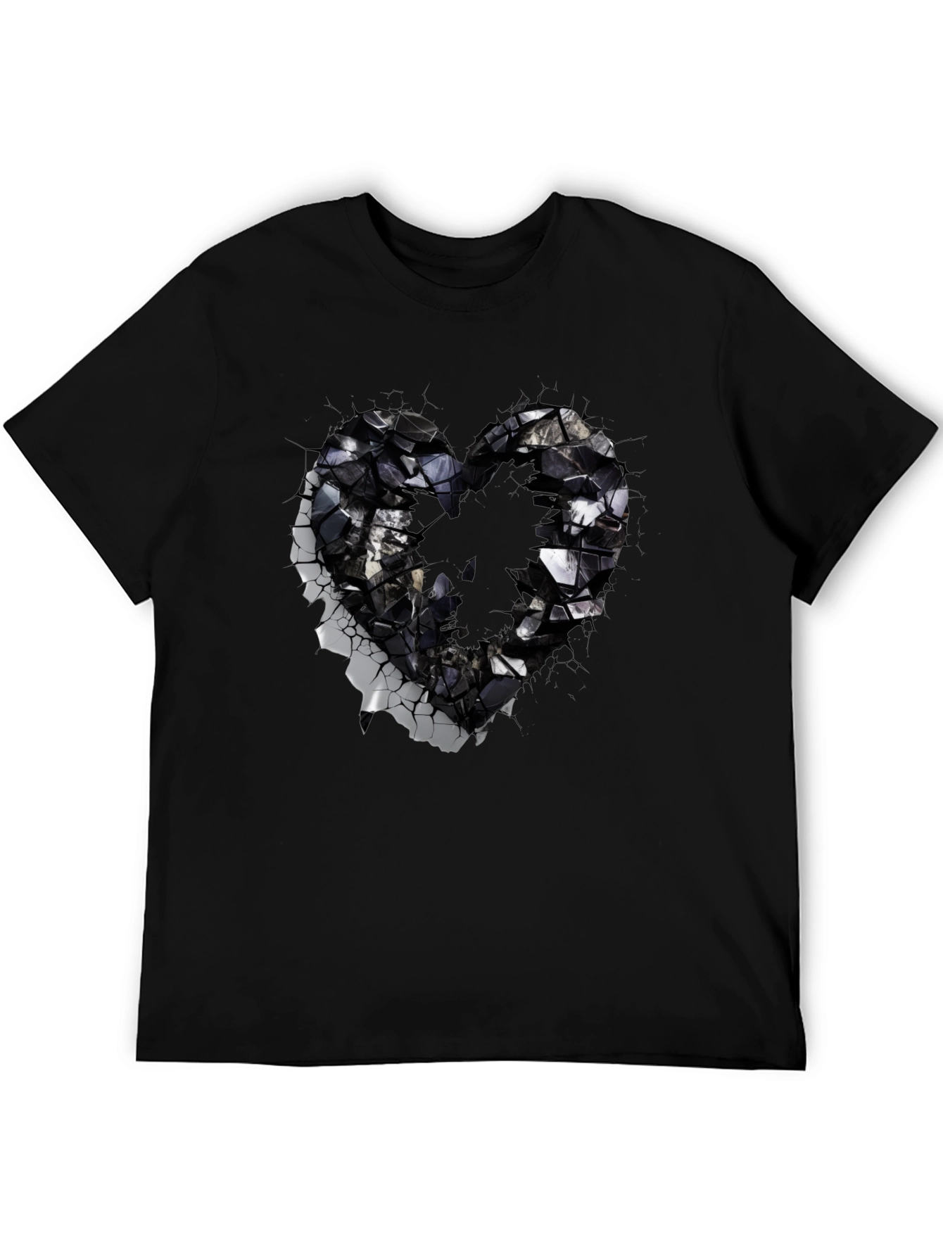Shattered Heart Graphic Black T-Shirt