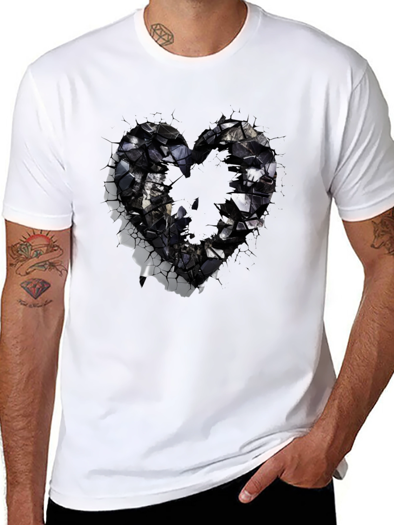 Shattered Heart Graphic Black T-Shirt