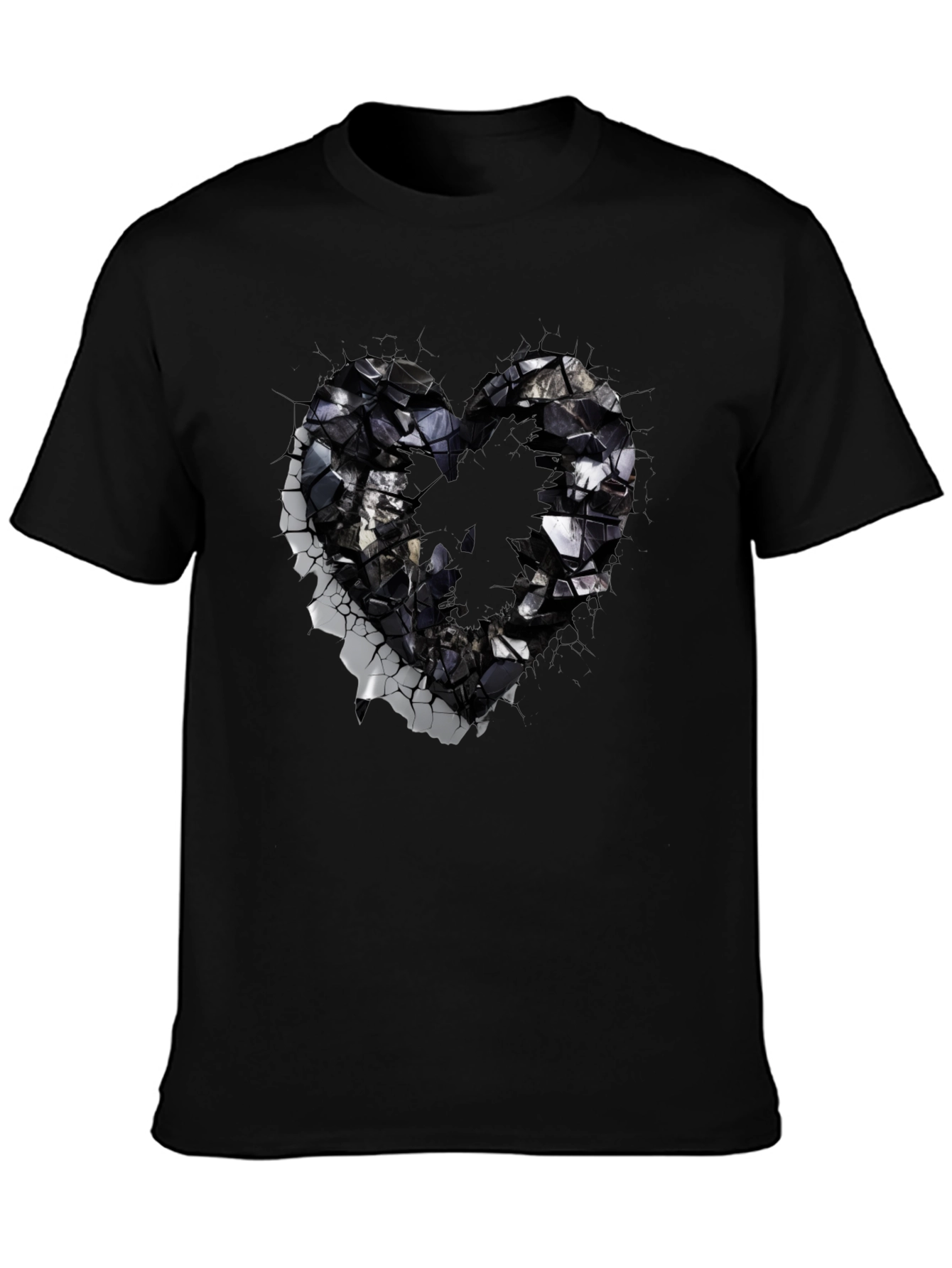 Shattered Heart Graphic Black T-Shirt