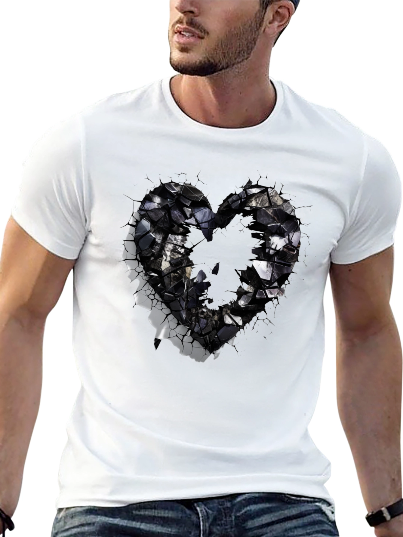 Shattered Heart Graphic Black T-Shirt
