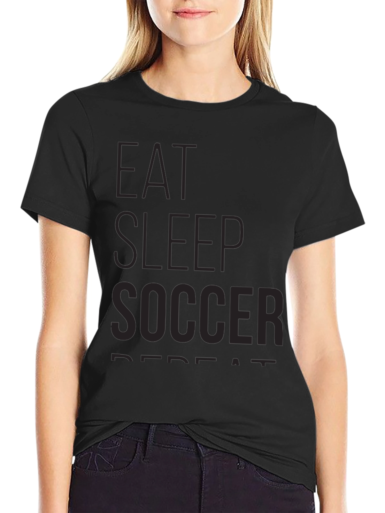 Eat Sleep Soccer Repeat - Black T-Shirt