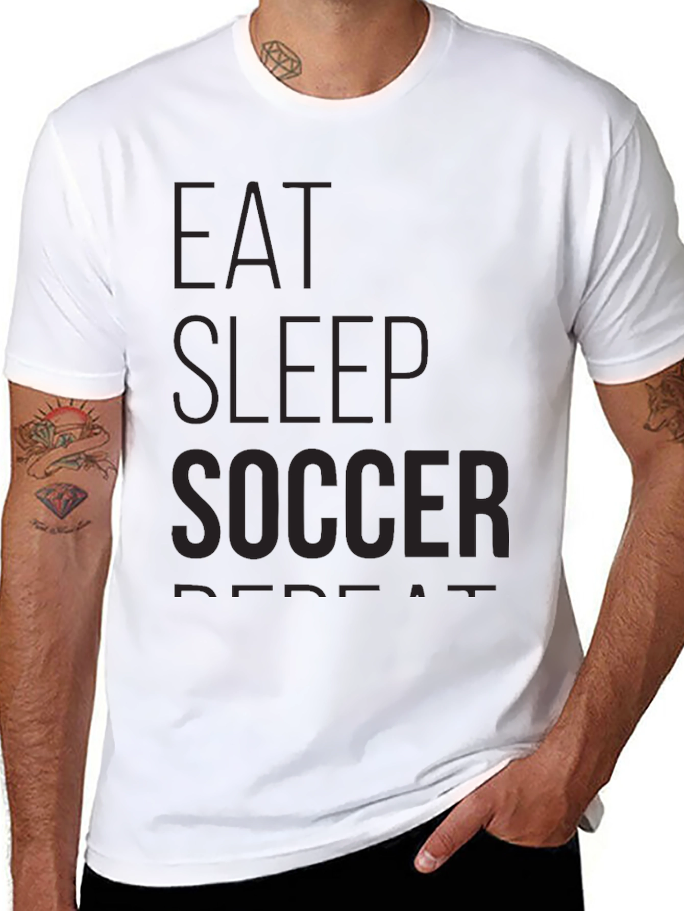 Eat Sleep Soccer Repeat - Black T-Shirt