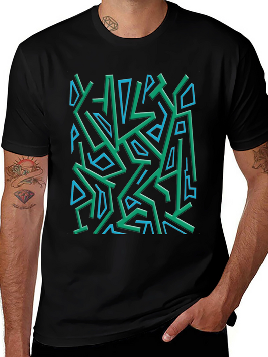 Abstract Geometric Print Crew Neck Tee