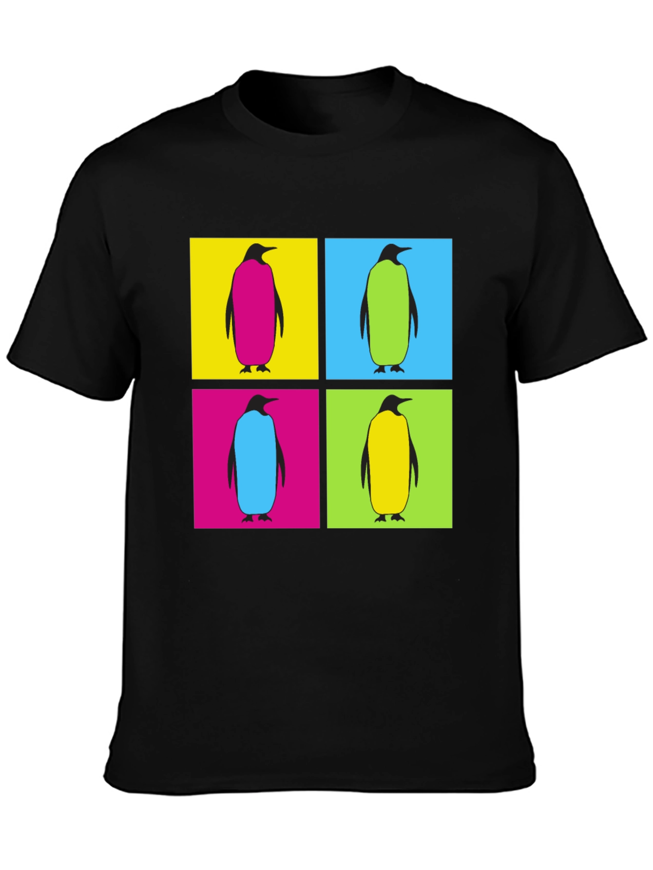 Penguin Pop Art Graphic T-Shirt - Black