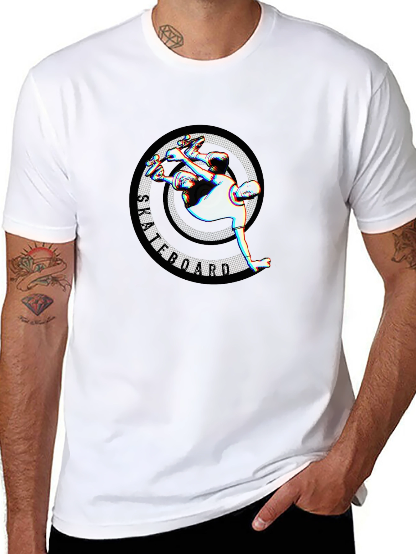 Skateboarder Graphic Tee - Stylish Black T-Shirt