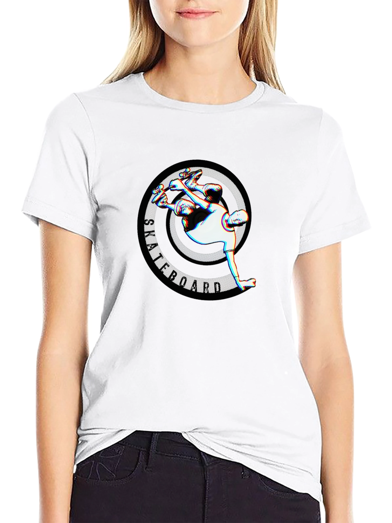 Skateboarder Graphic Tee - Stylish Black T-Shirt