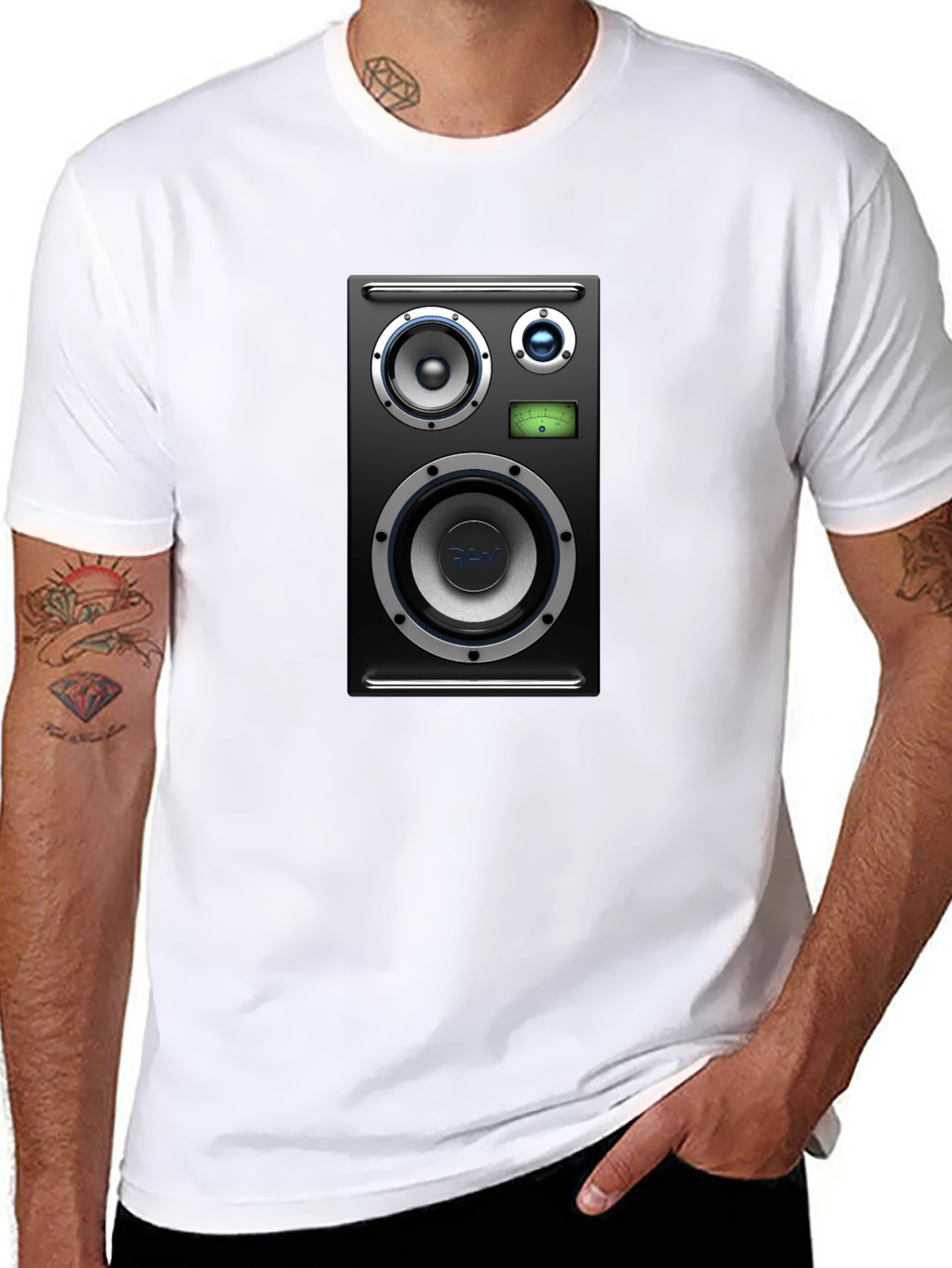 Speaker Graphic Tee - Black Cotton T-Shirt