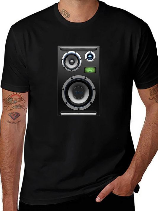 Speaker Graphic Tee - Black Cotton T-Shirt