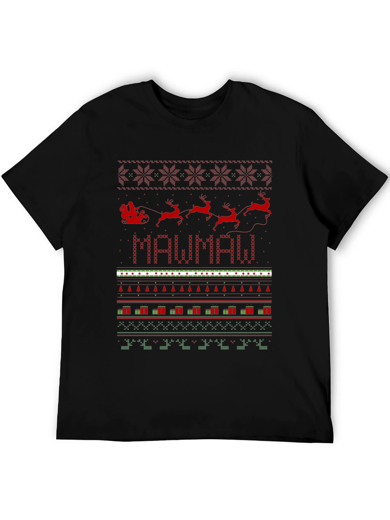 Festive MAWMAW Christmas Sweater Pattern T-Shirt