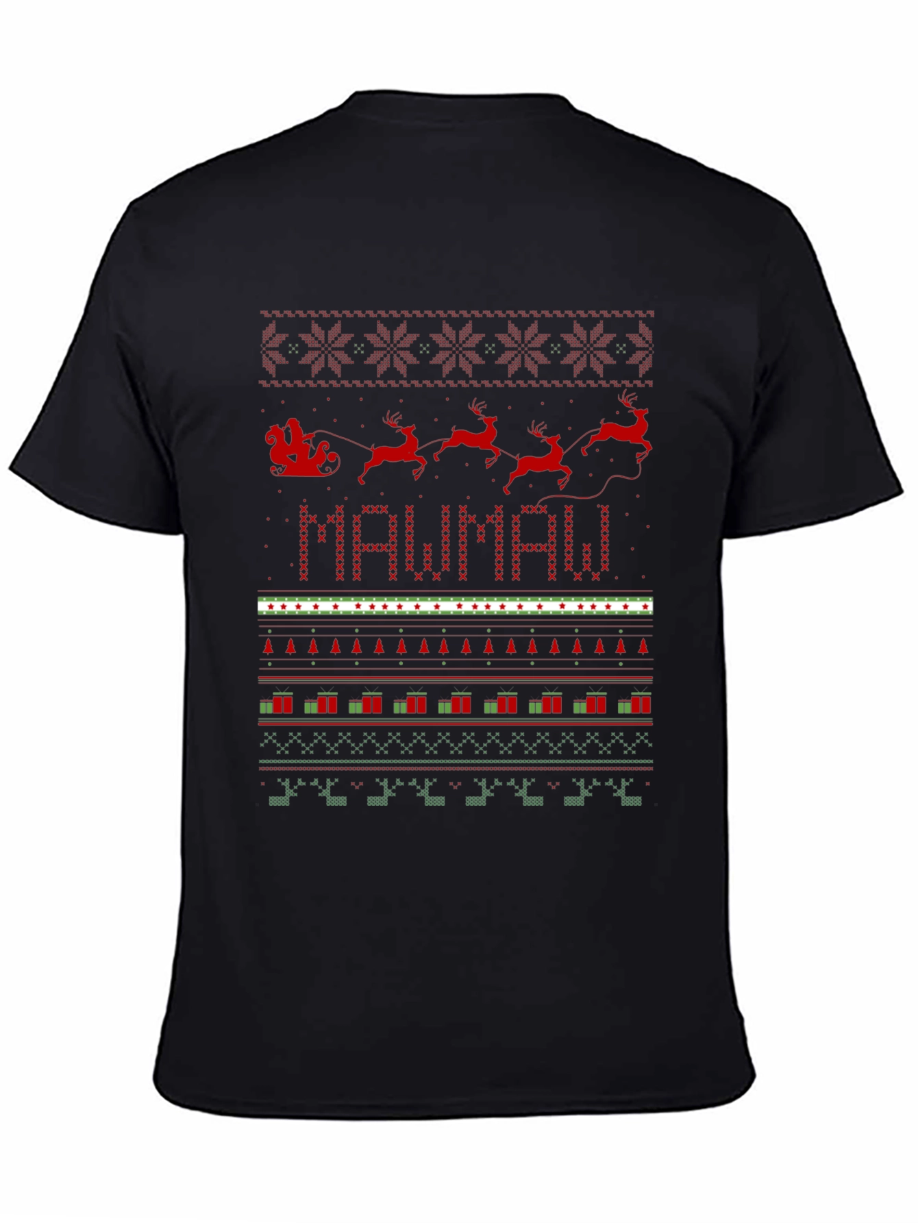 Festive MAWMAW Christmas Sweater Pattern T-Shirt