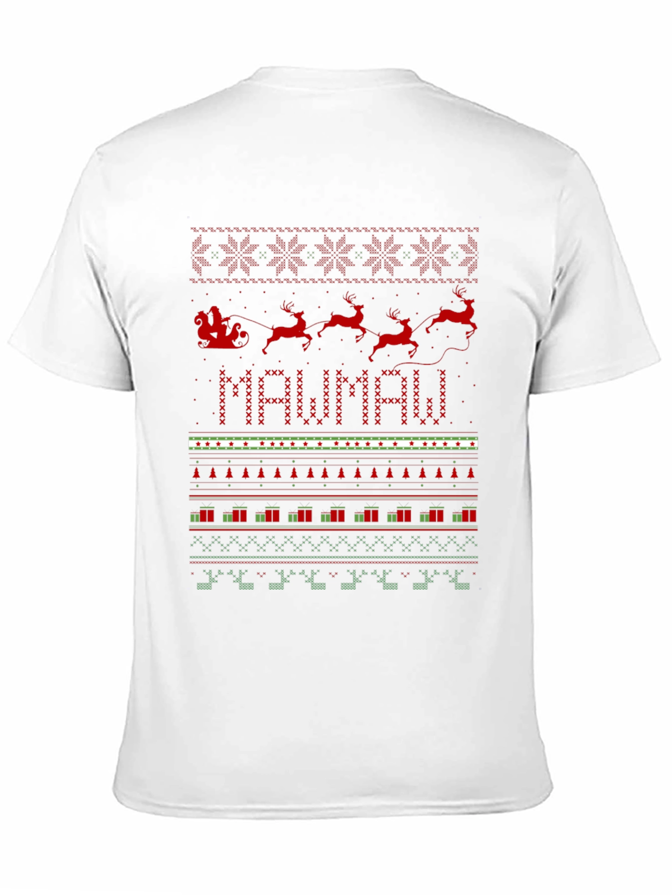 Festive MAWMAW Christmas Sweater Pattern T-Shirt
