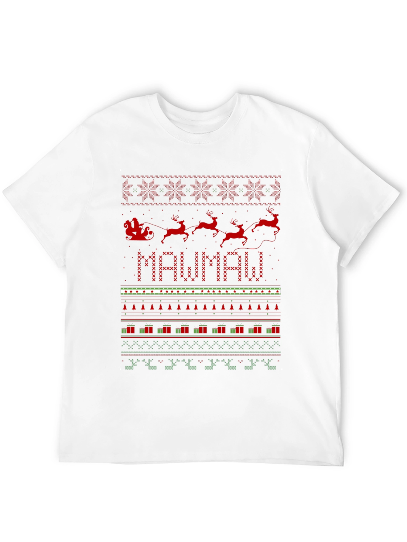 Festive MAWMAW Christmas Sweater Pattern T-Shirt