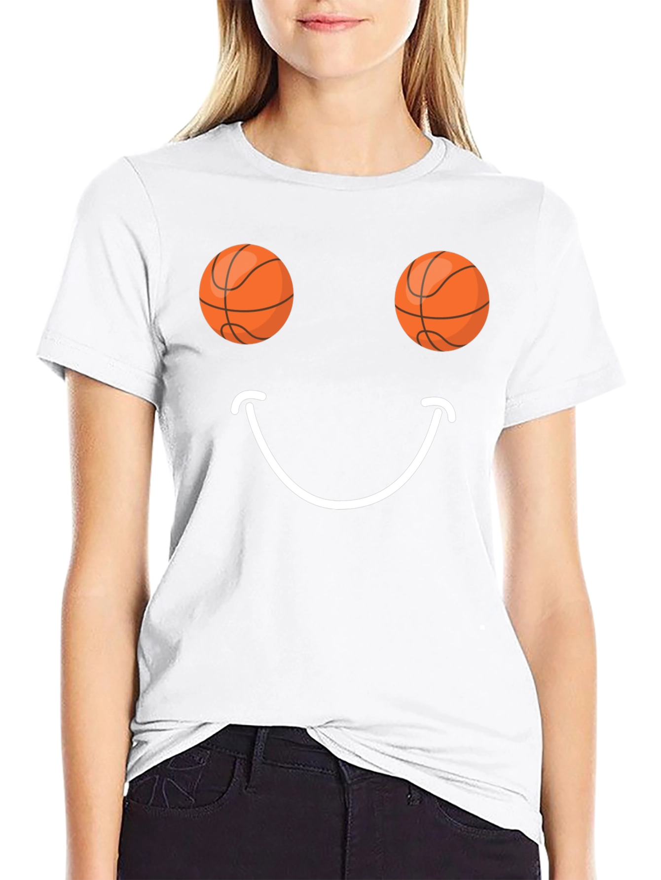Basketball Smiley Face Graphic Tee