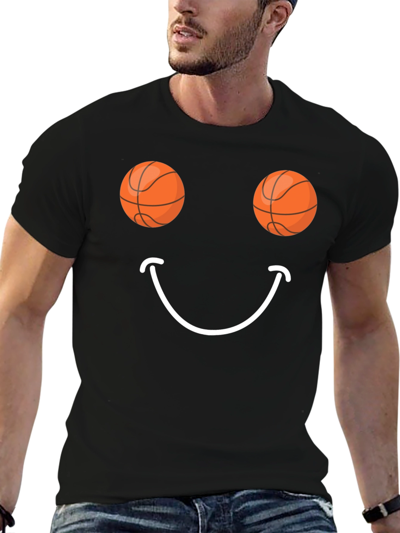 Basketball Smiley Face Graphic Tee
