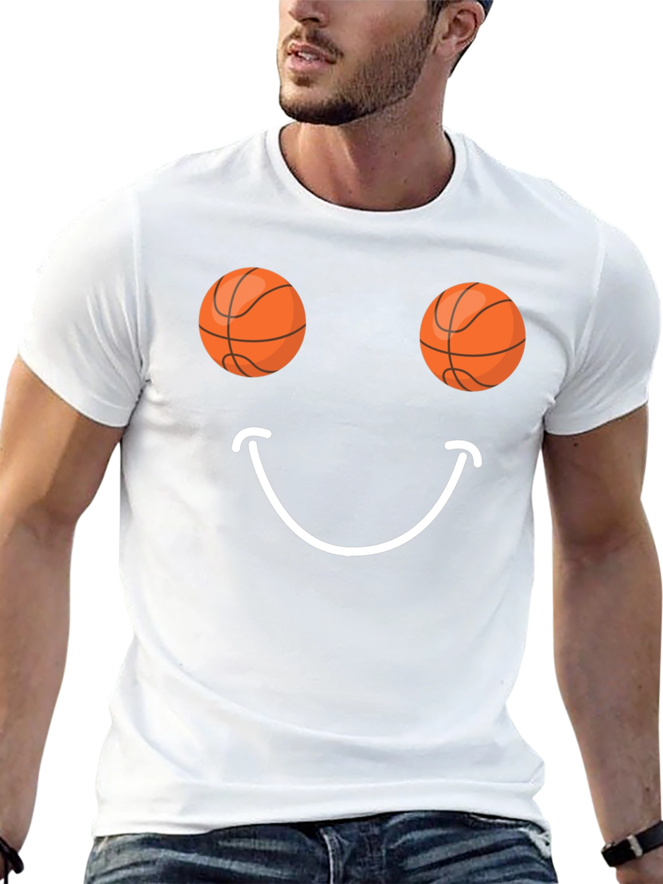 Basketball Smiley Face Graphic Tee