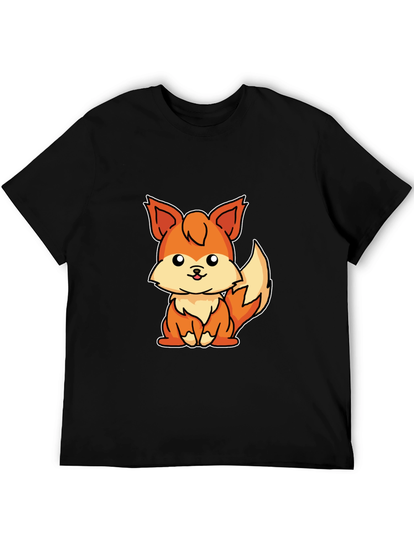Cute Cartoon Fox Graphic T-Shirt - Unisex Black Tee