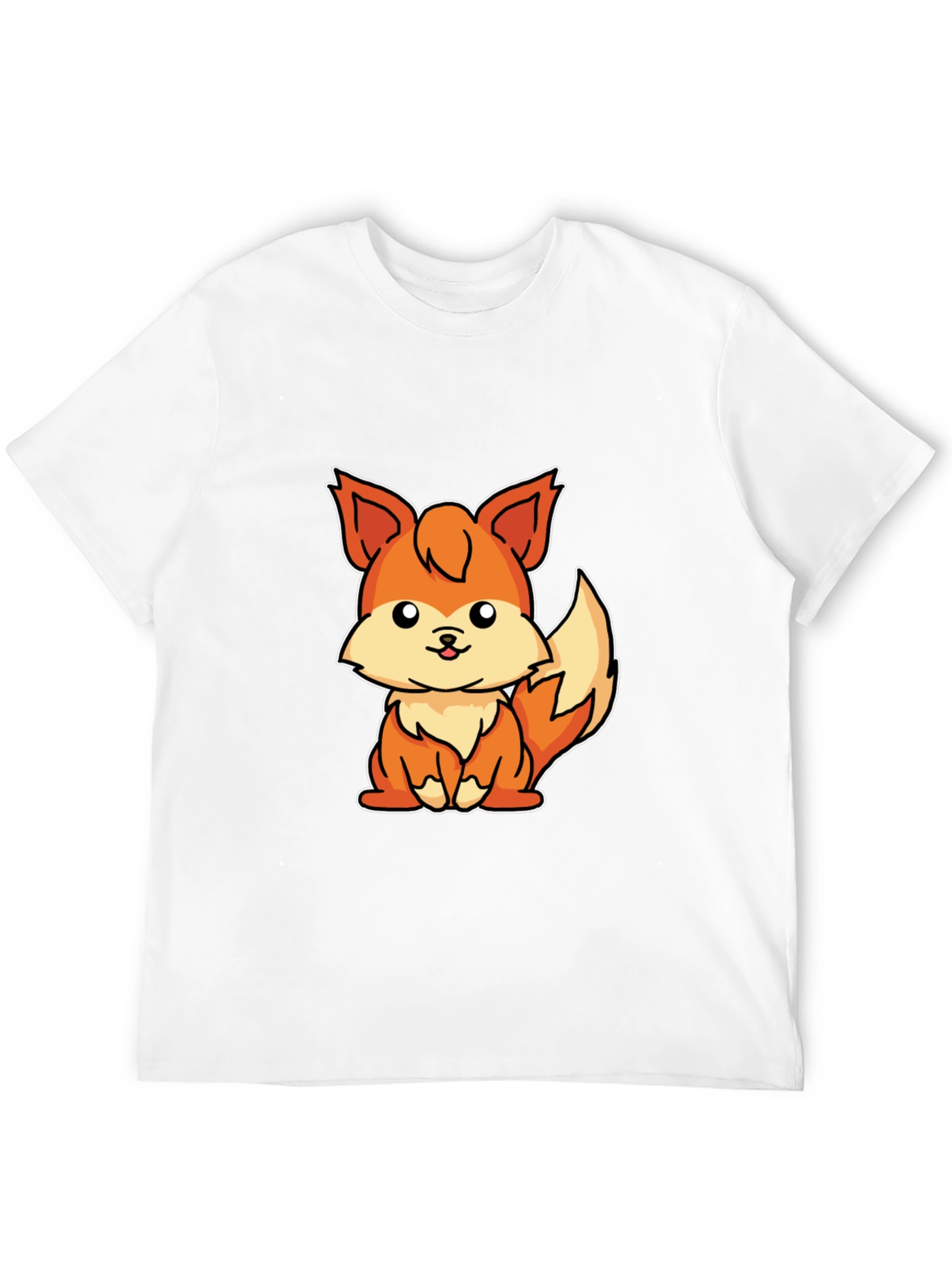 Cute Cartoon Fox Graphic T-Shirt - Unisex Black Tee