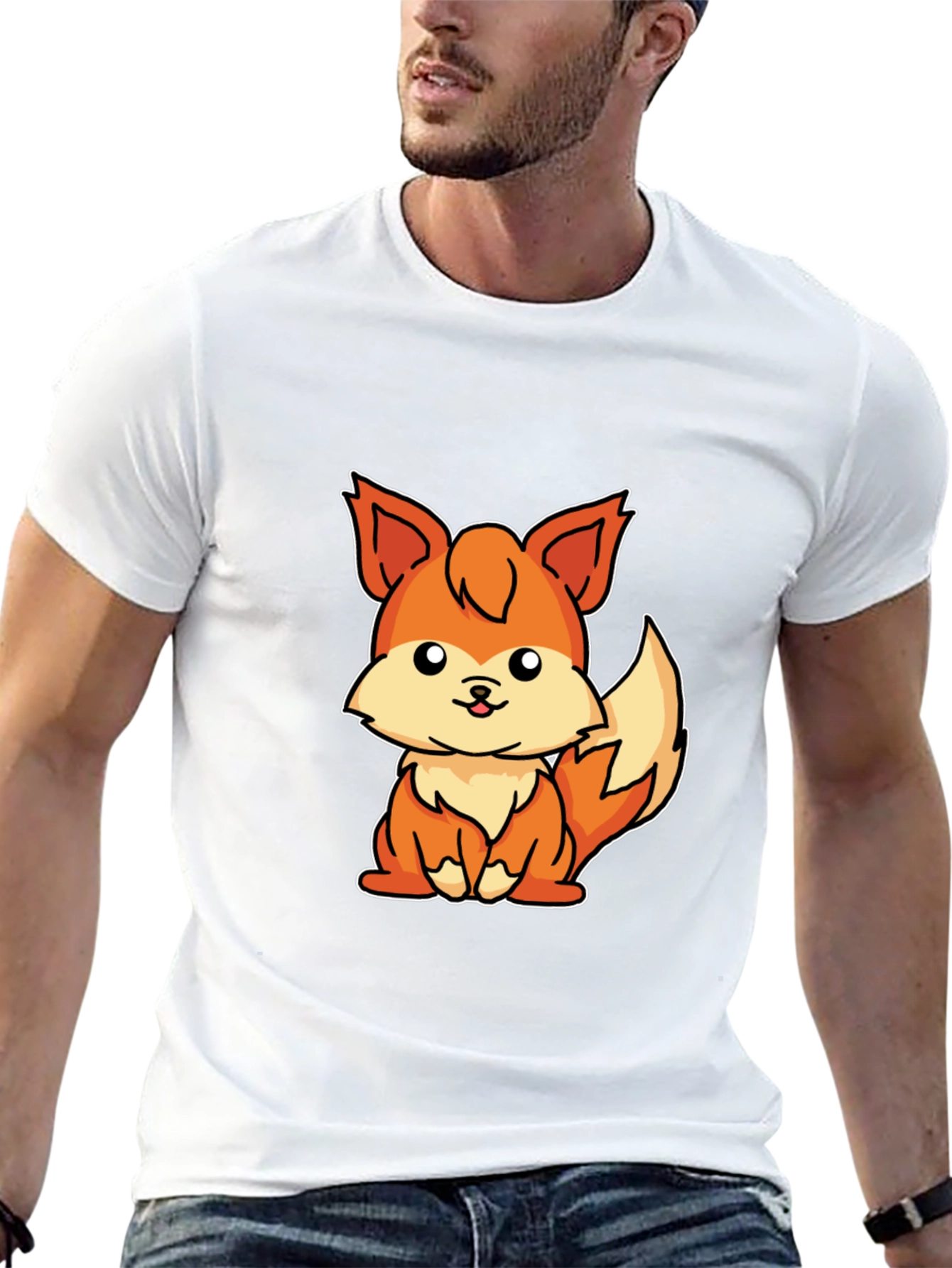 Cute Cartoon Fox Graphic T-Shirt - Unisex Black Tee