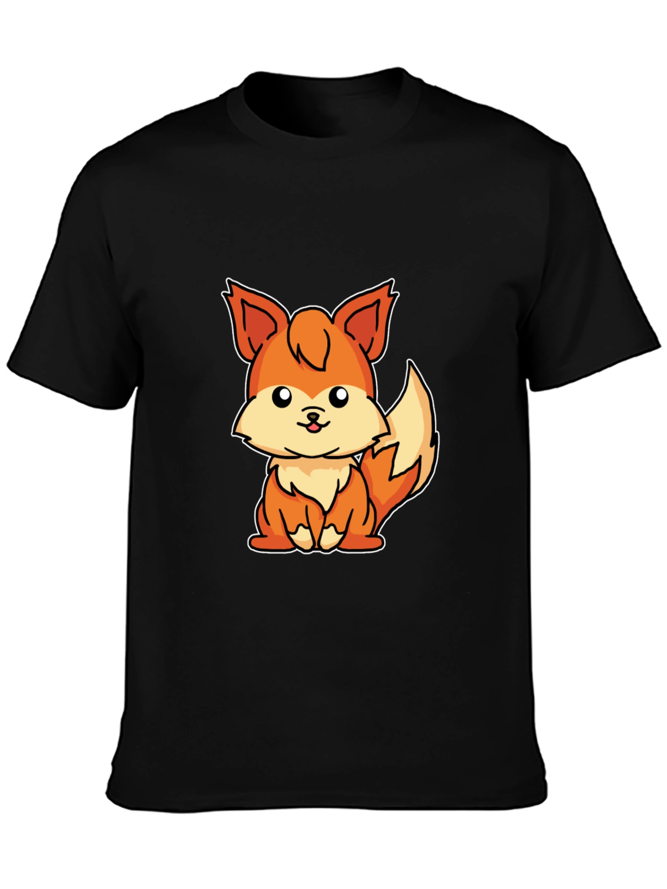 Cute Cartoon Fox Graphic T-Shirt - Unisex Black Tee