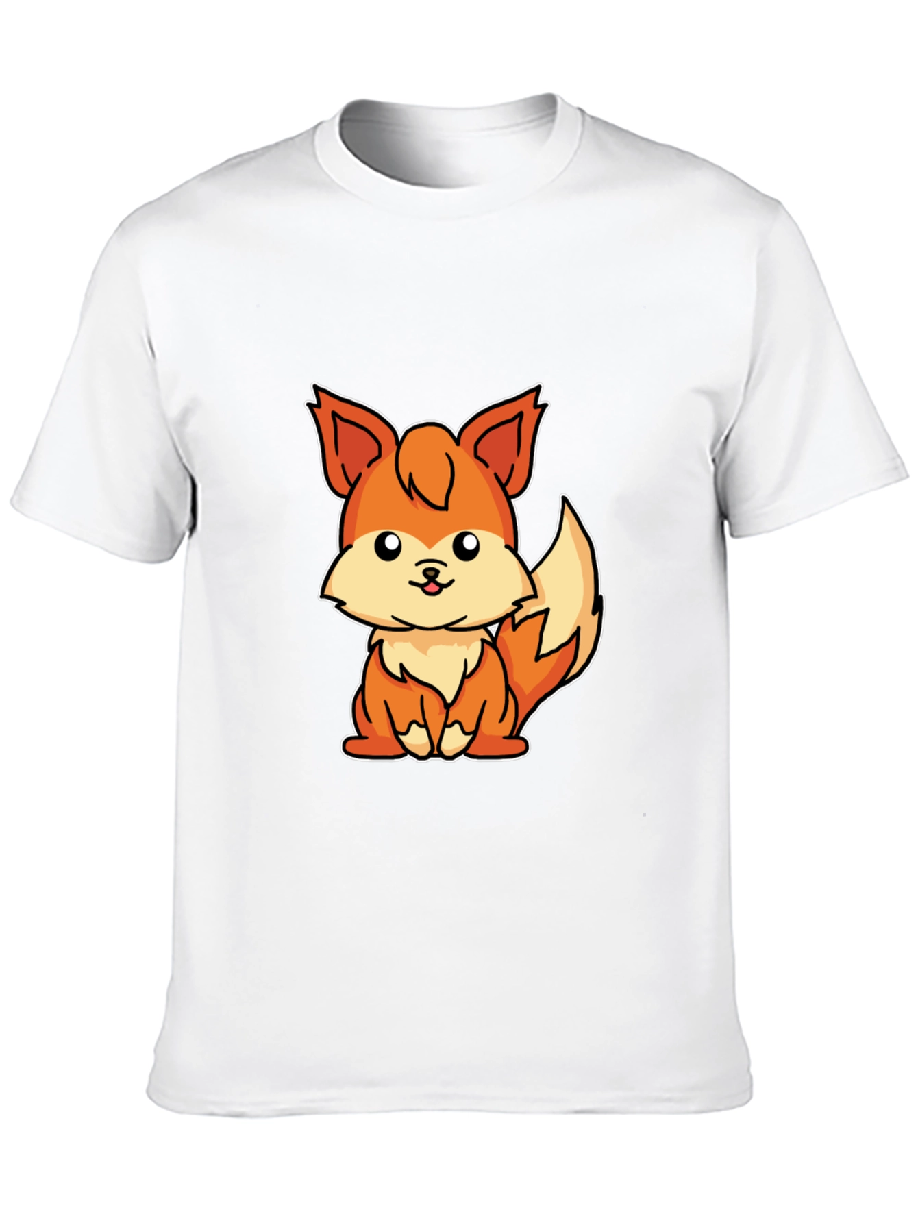 Cute Cartoon Fox Graphic T-Shirt - Unisex Black Tee