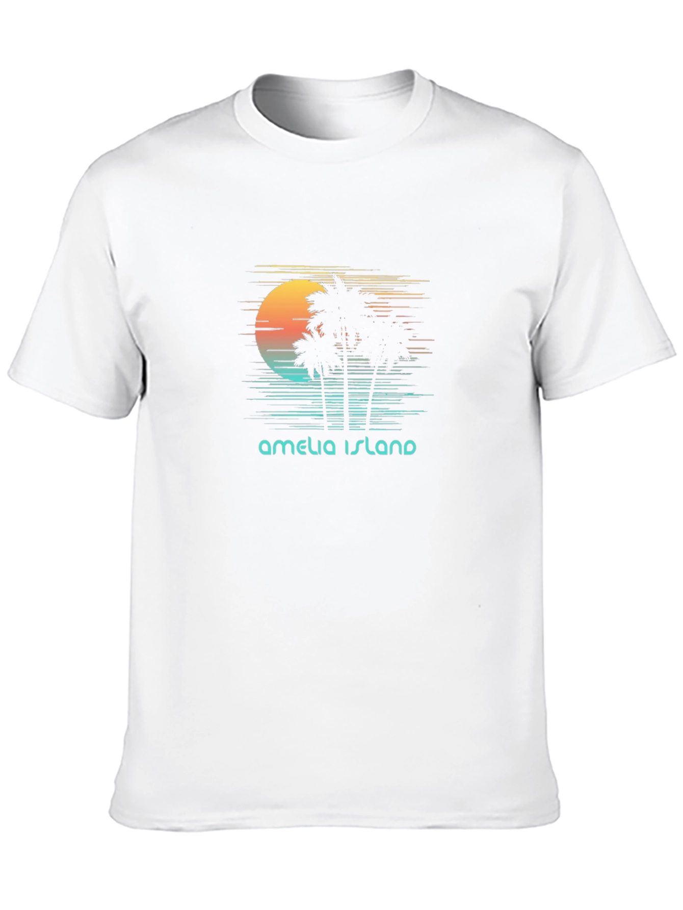 Amelia Island Retro Sunset Palm Tree T-Shirt