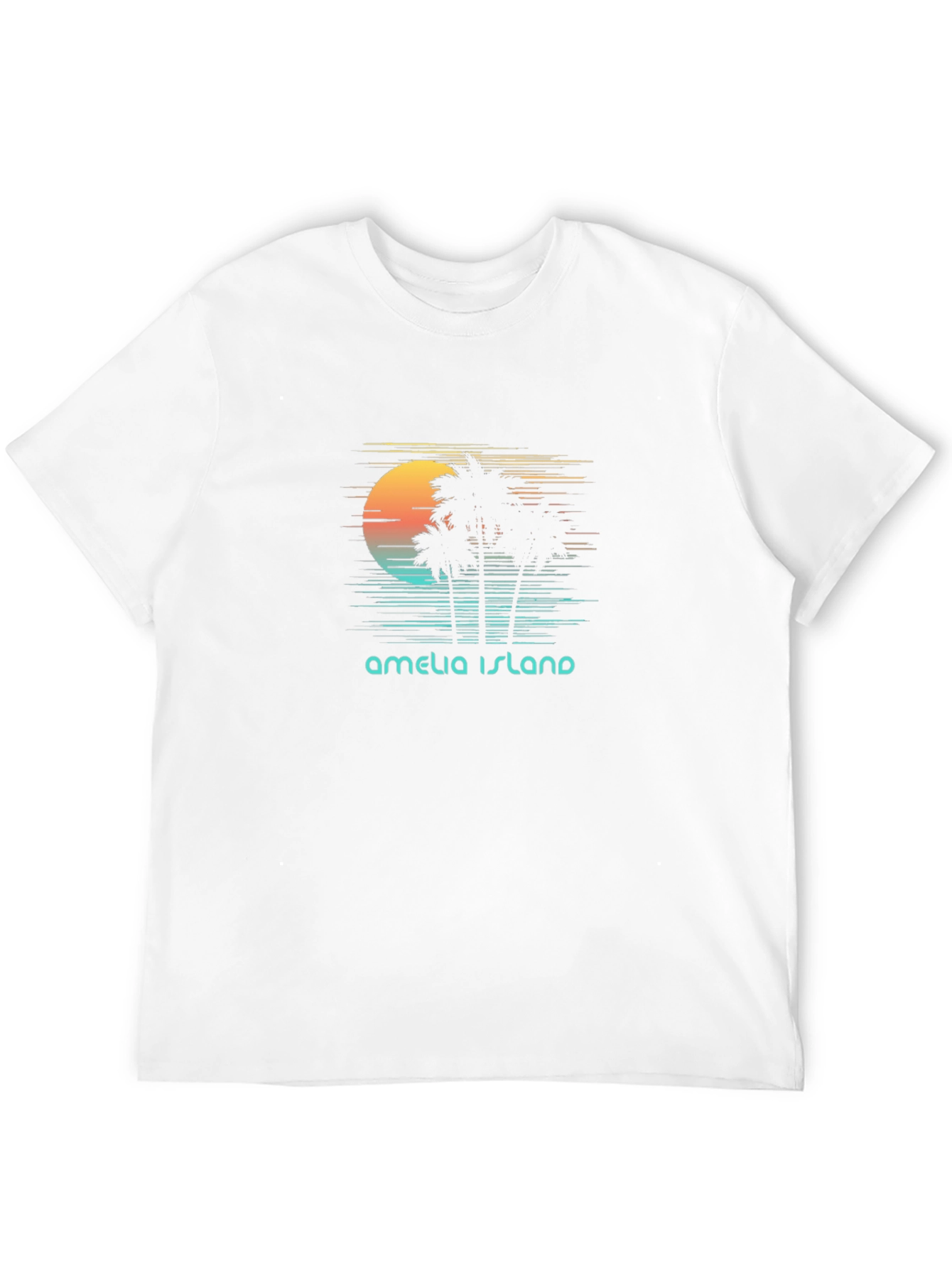 Amelia Island Retro Sunset Palm Tree T-Shirt