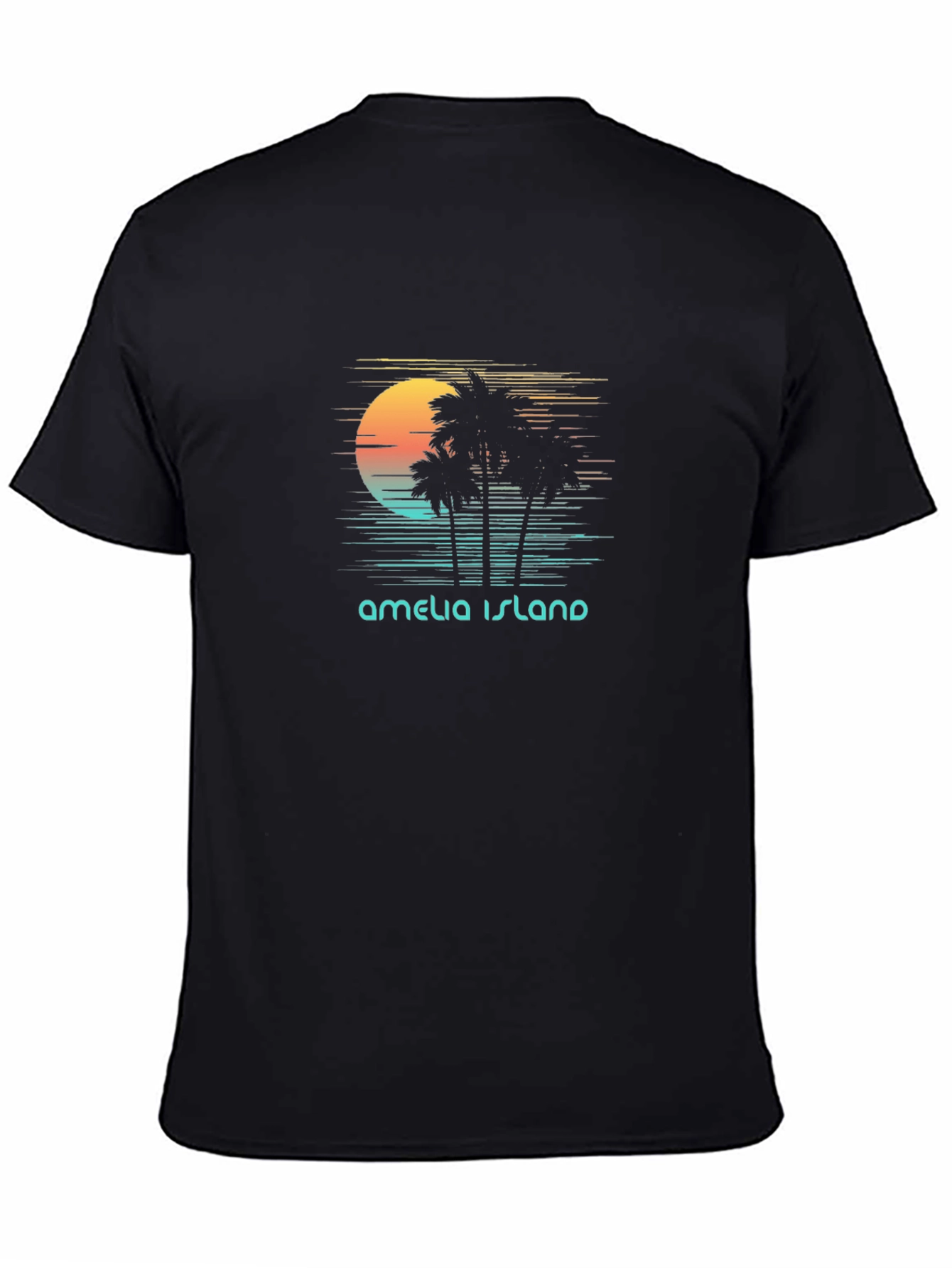Amelia Island Retro Sunset Palm Tree T-Shirt