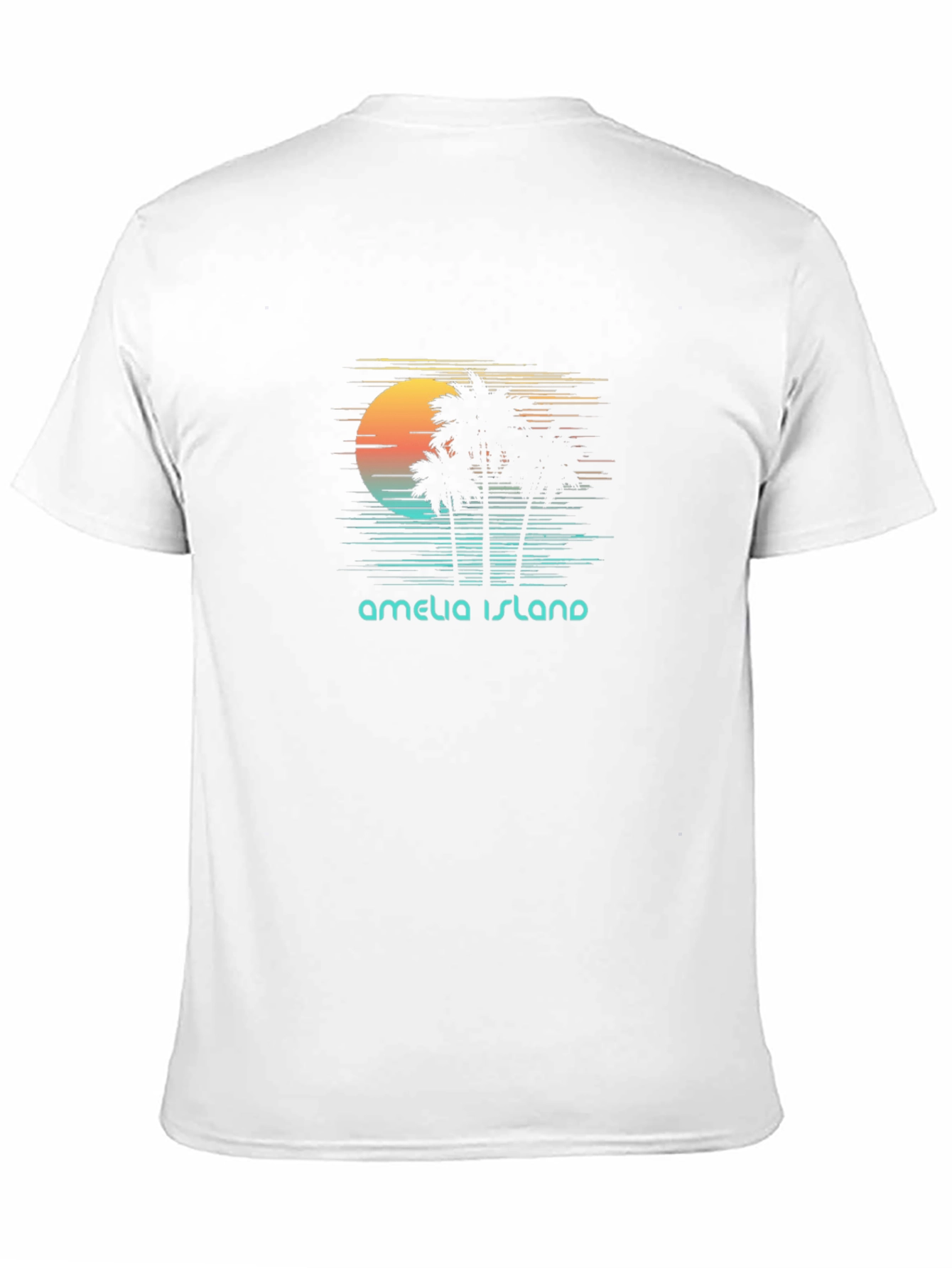 Amelia Island Retro Sunset Palm Tree T-Shirt