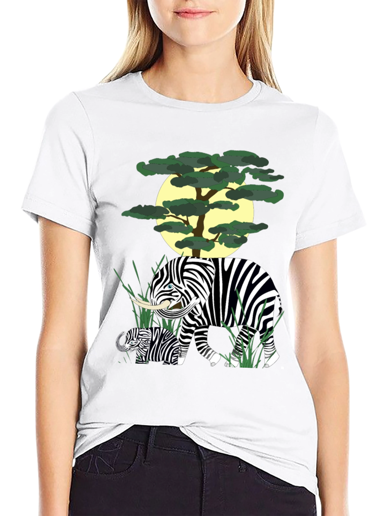 Zebra Elephant Graphic Tee - Unique Animal Print Shirt