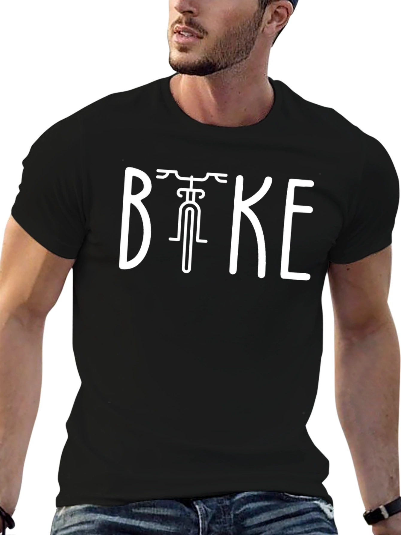 Cool Biker Graphic Tee - Black Cotton Blend