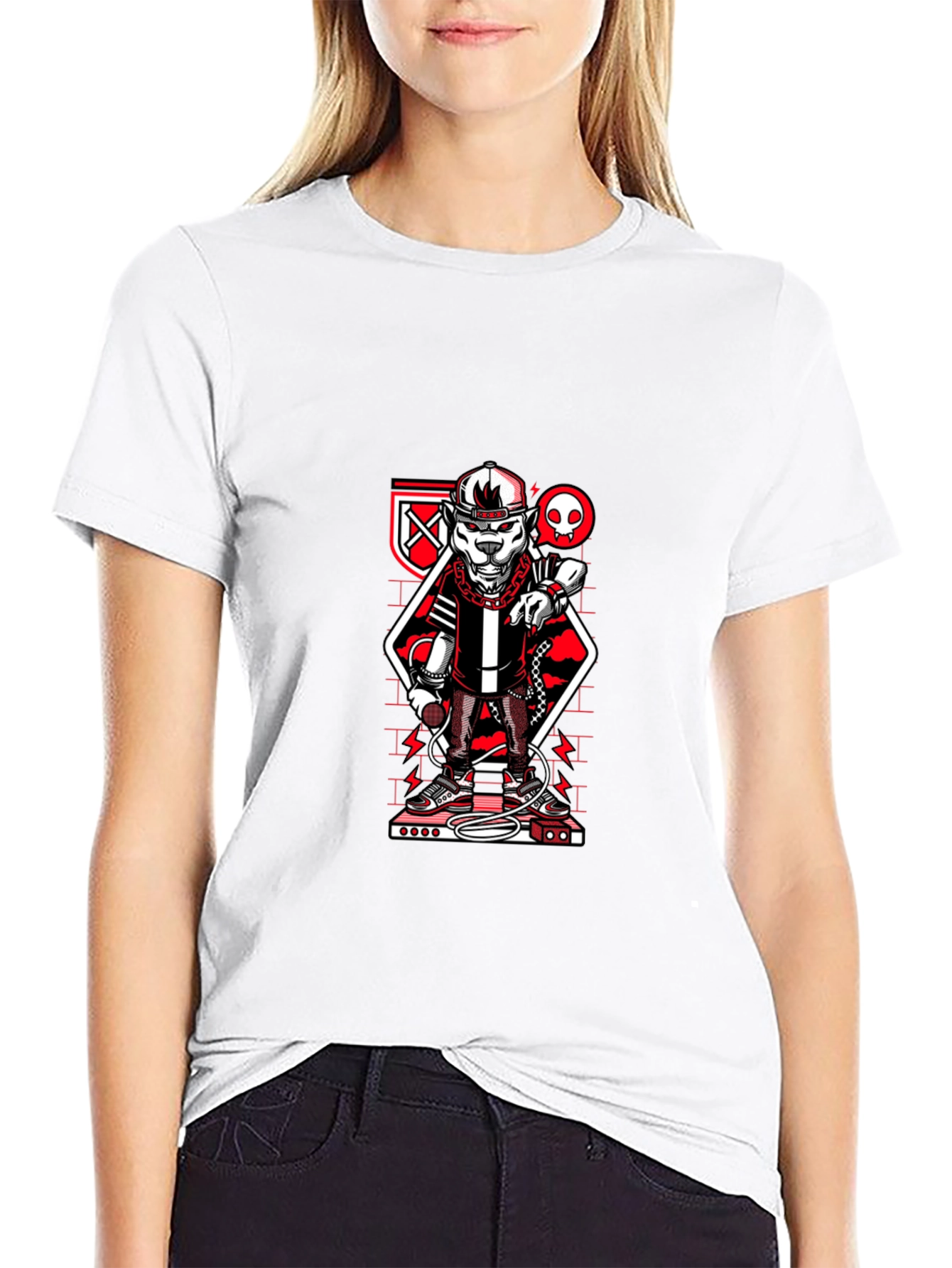 Urban Style Graphic Tee - Red & Black