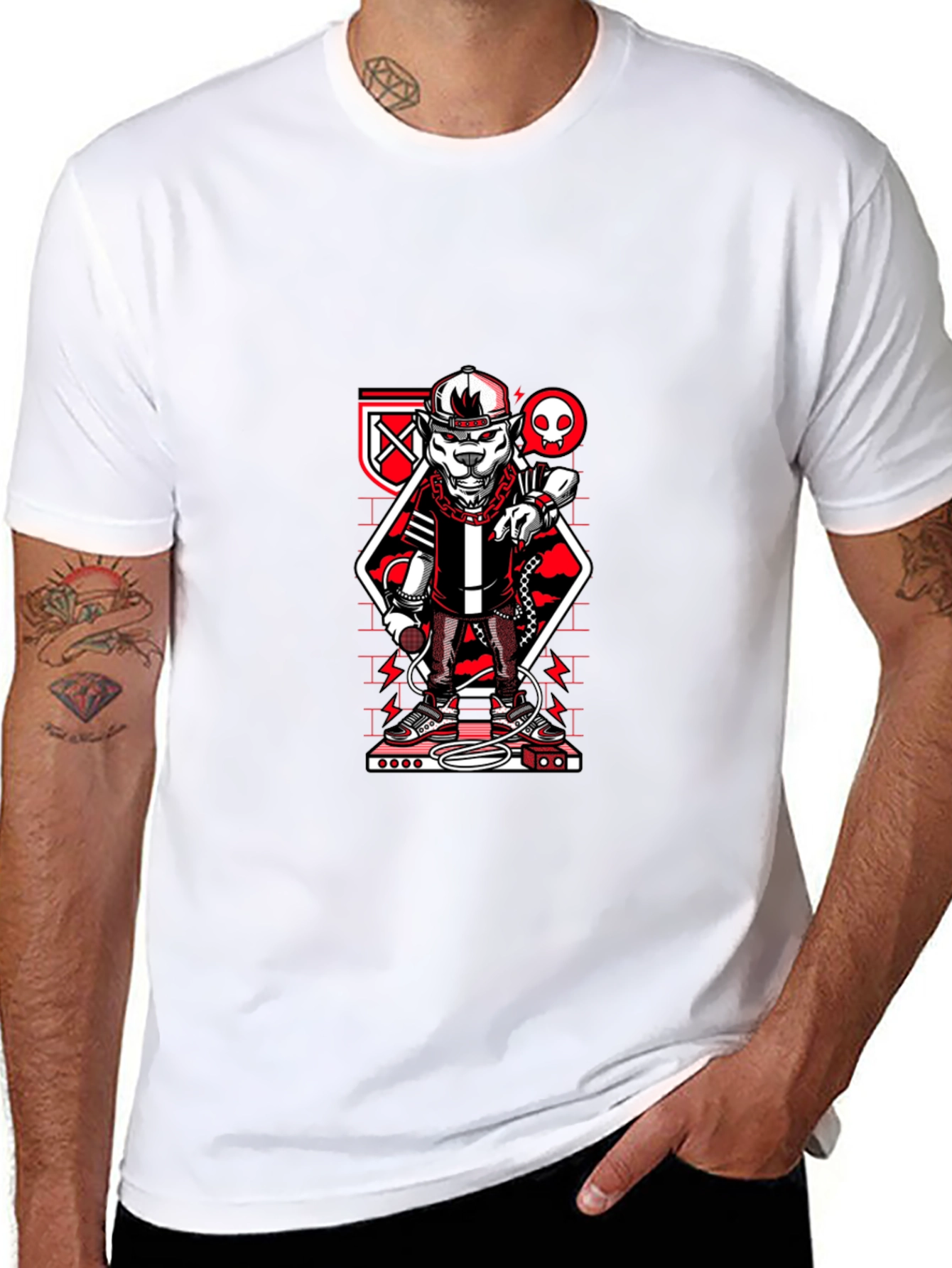 Urban Style Graphic Tee - Red & Black