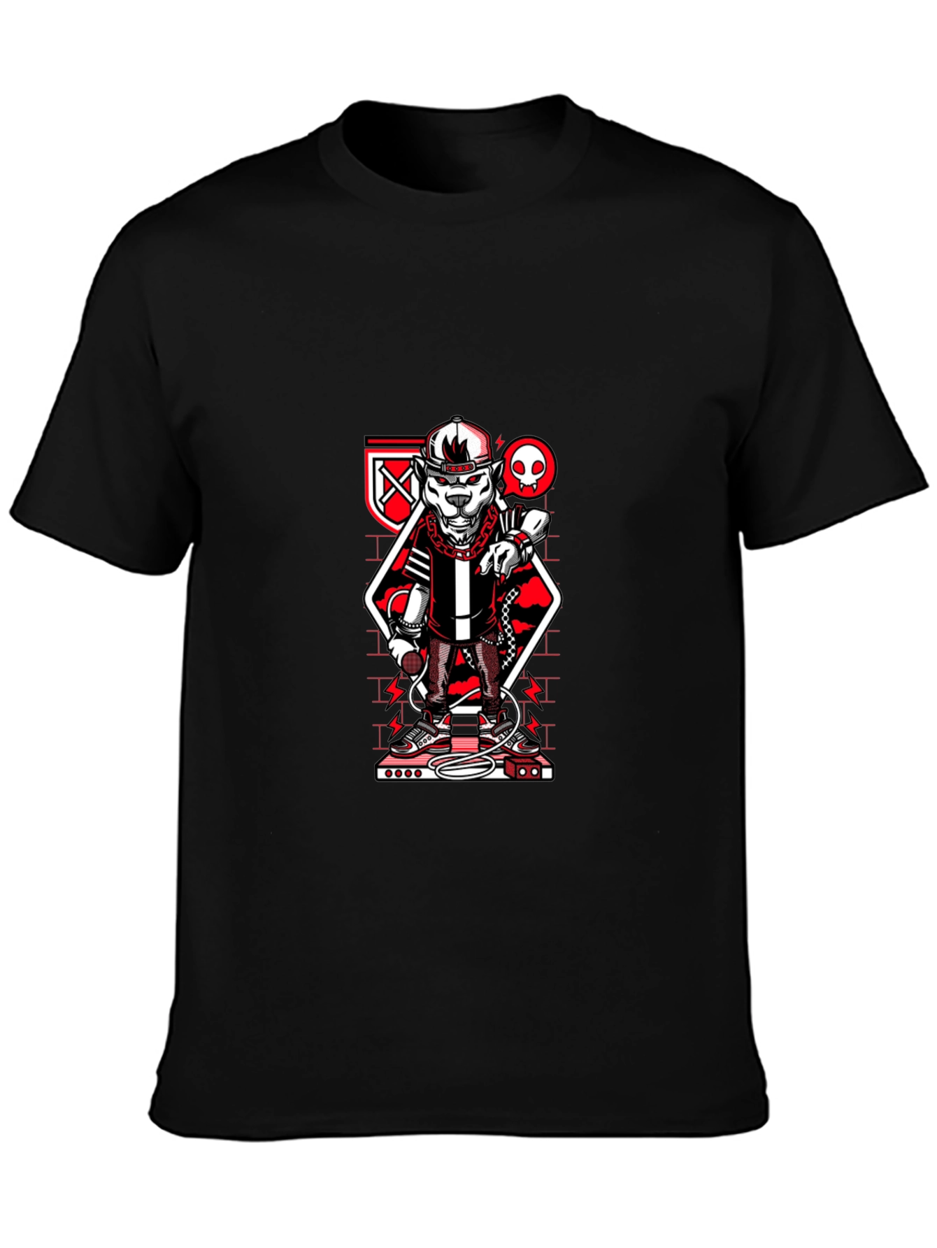 Urban Style Graphic Tee - Red & Black