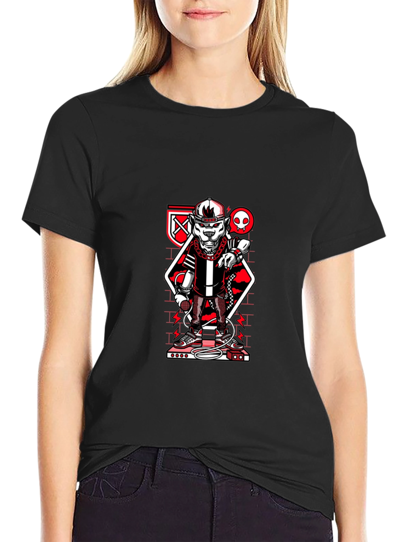 Urban Style Graphic Tee - Red & Black