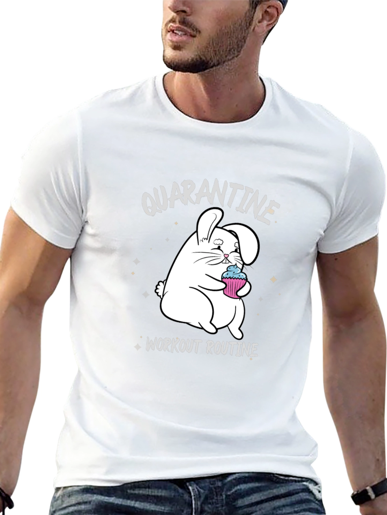Quarantine Workout Routine Funny Bunny T-Shirt
