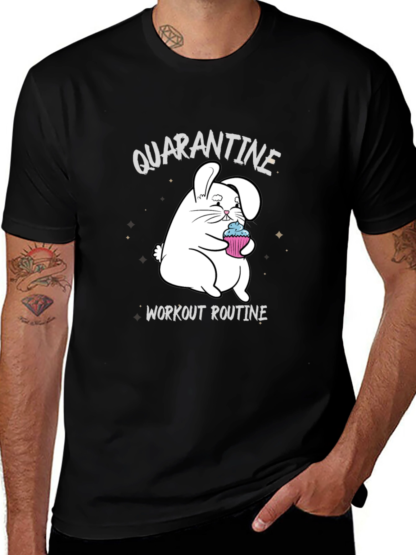 Quarantine Workout Routine Funny Bunny T-Shirt