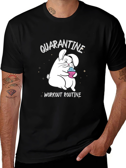 Quarantine Workout Routine Funny Bunny T-Shirt