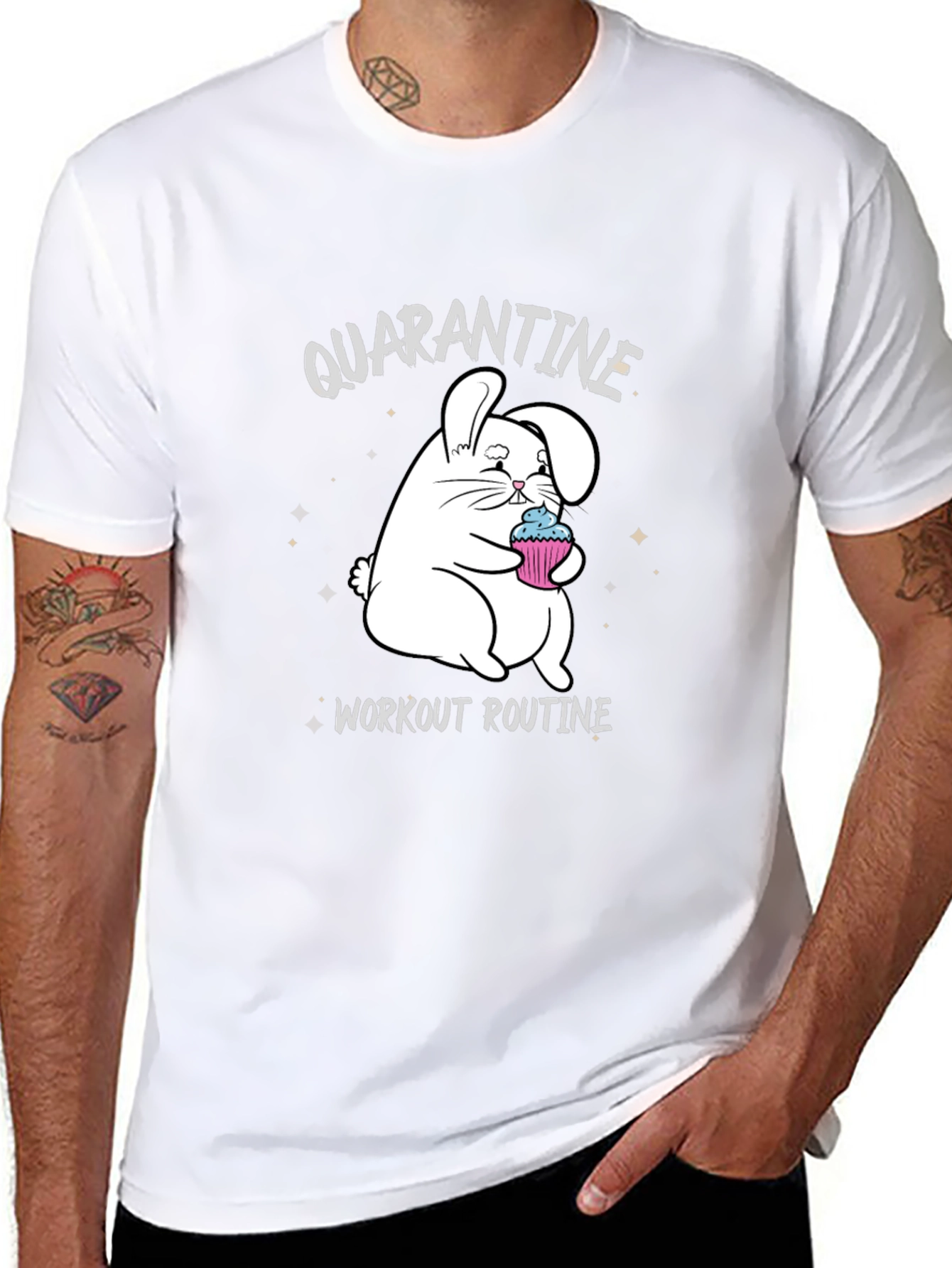 Quarantine Workout Routine Funny Bunny T-Shirt