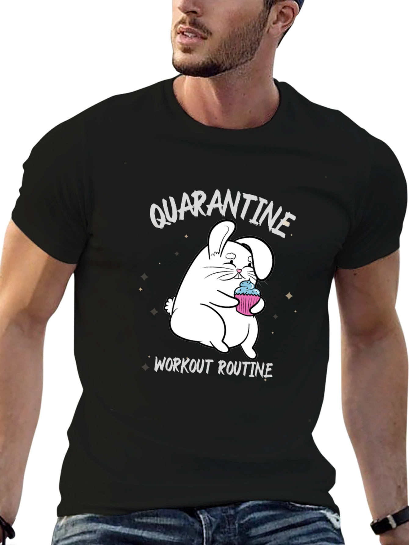 Quarantine Workout Routine Funny Bunny T-Shirt