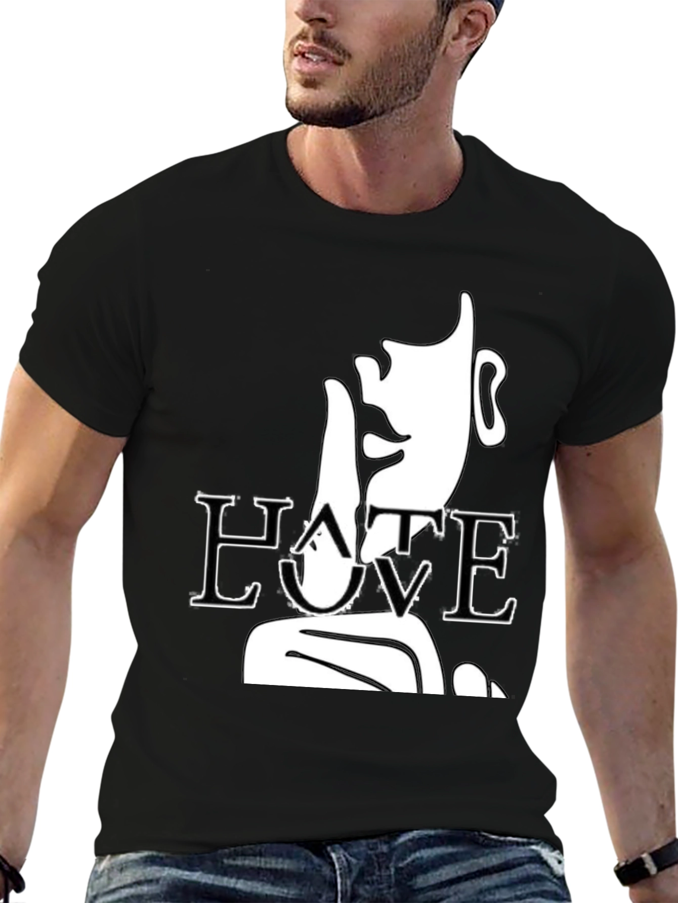 Hate Love Graphic T-Shirt - Black