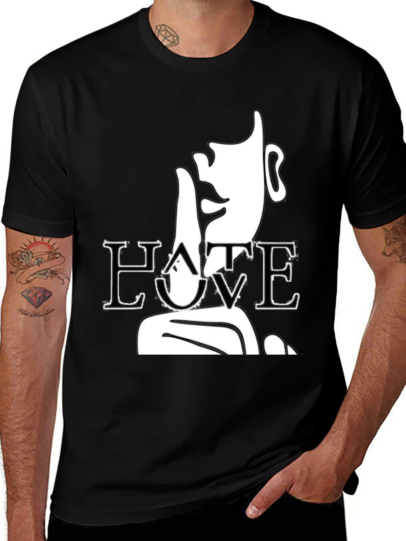 Hate Love Graphic T-Shirt - Black