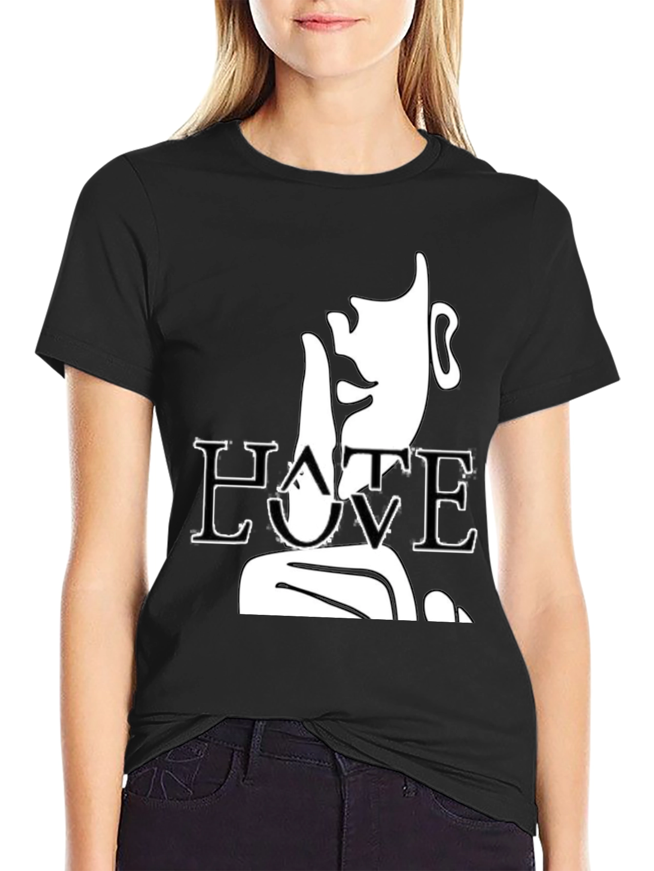 Hate Love Graphic T-Shirt - Black