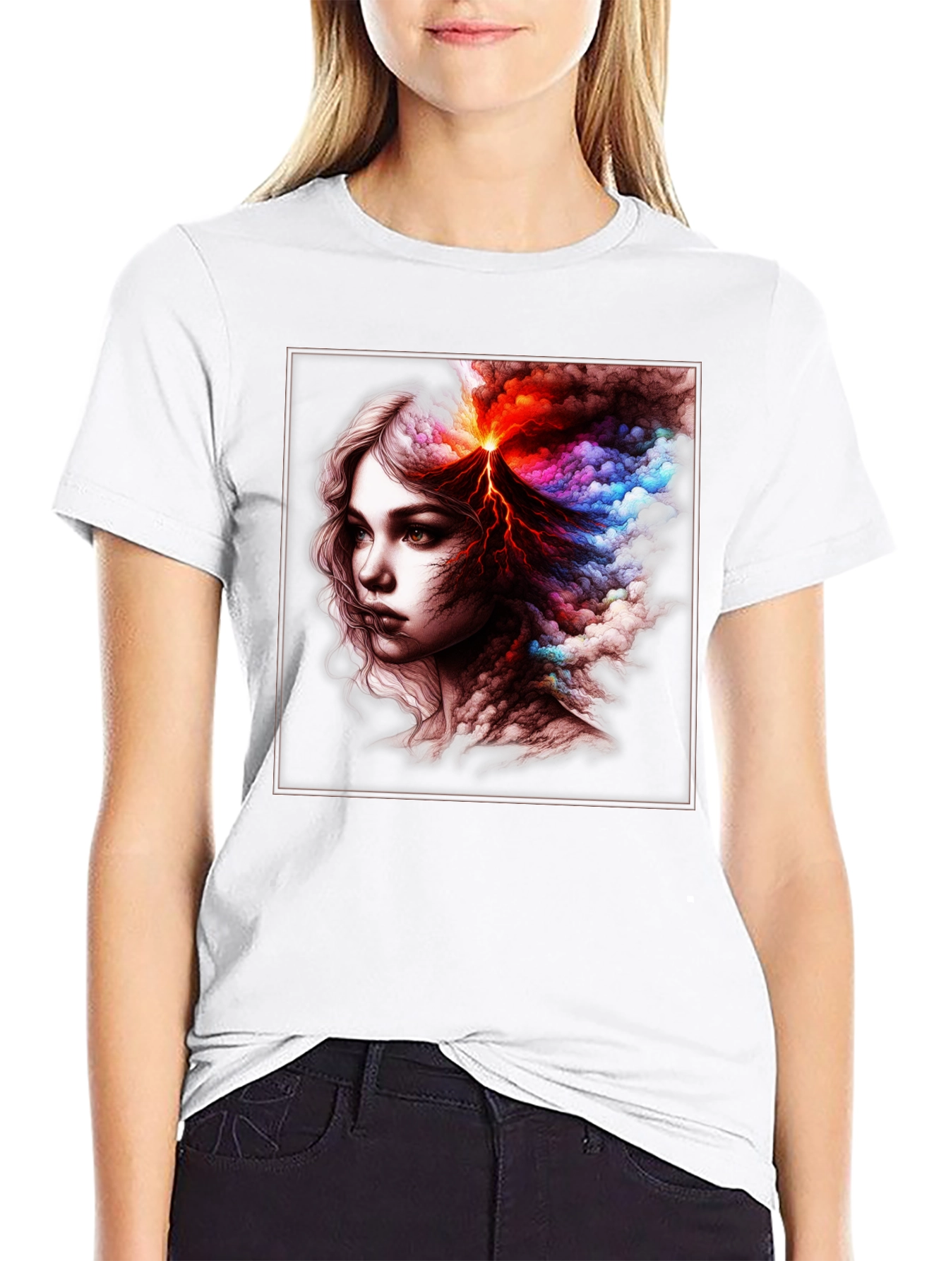 Volcano Woman Graphic T-Shirt - Unique Art Tee