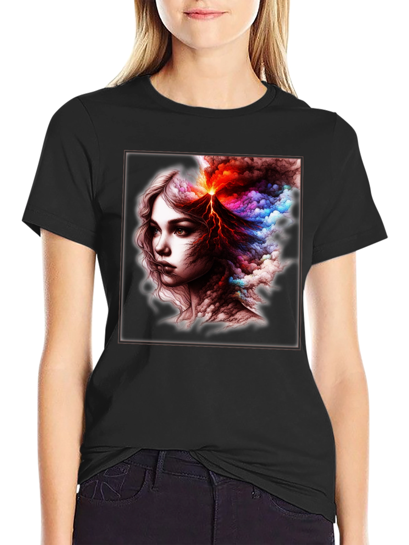 Volcano Woman Graphic T-Shirt - Unique Art Tee