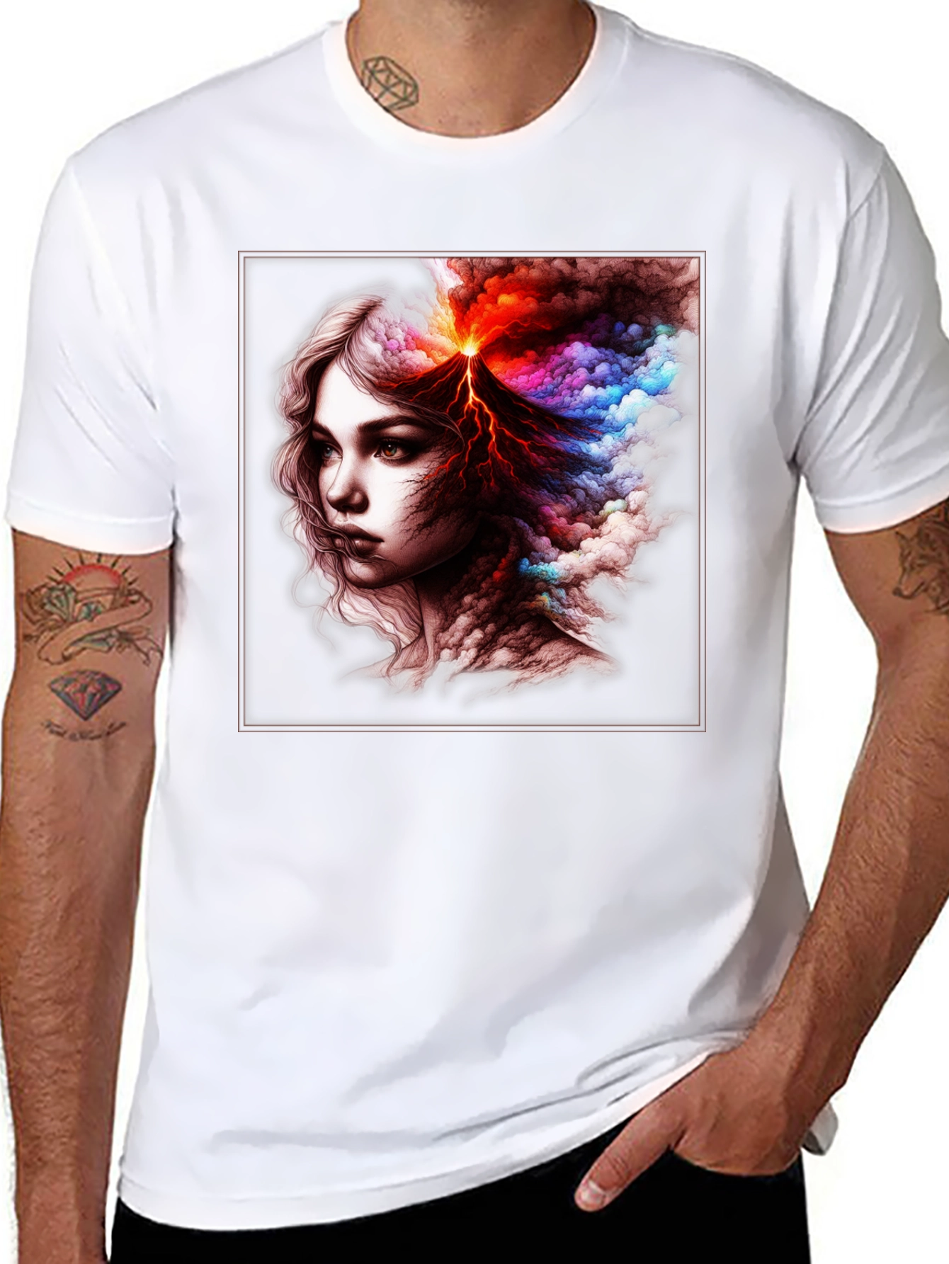 Volcano Woman Graphic T-Shirt - Unique Art Tee