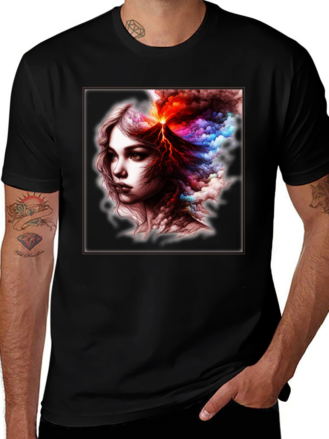 Volcano Woman Graphic T-Shirt - Unique Art Tee