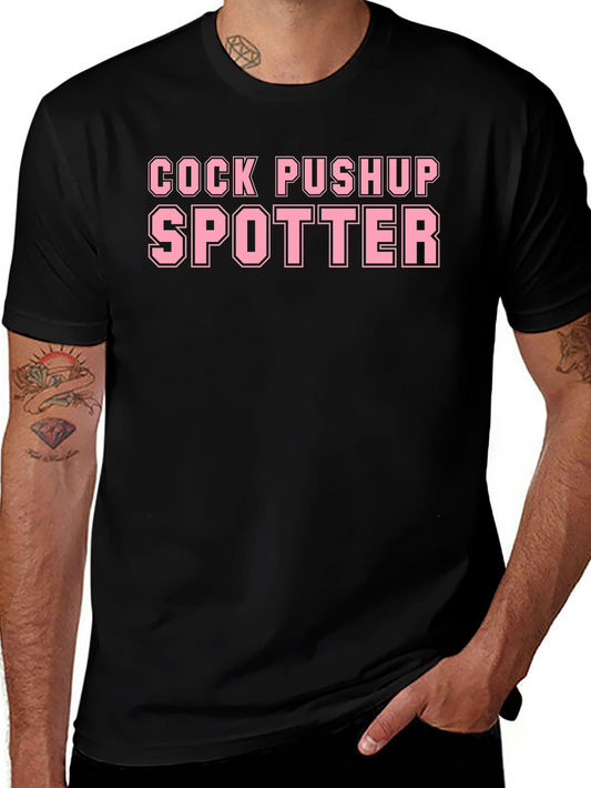 Cock Pushup Spotter Adult Humor Novelty Graphic T-Shirt