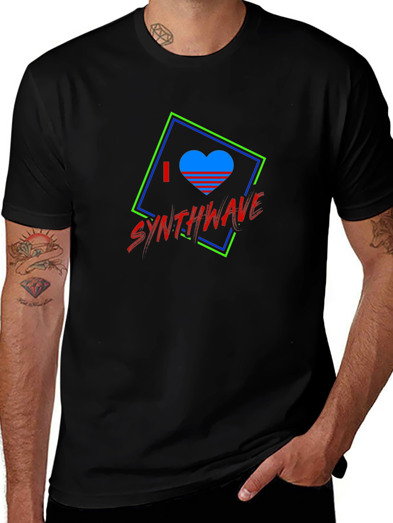 I Love Synthwave Graphic Tee - Black
