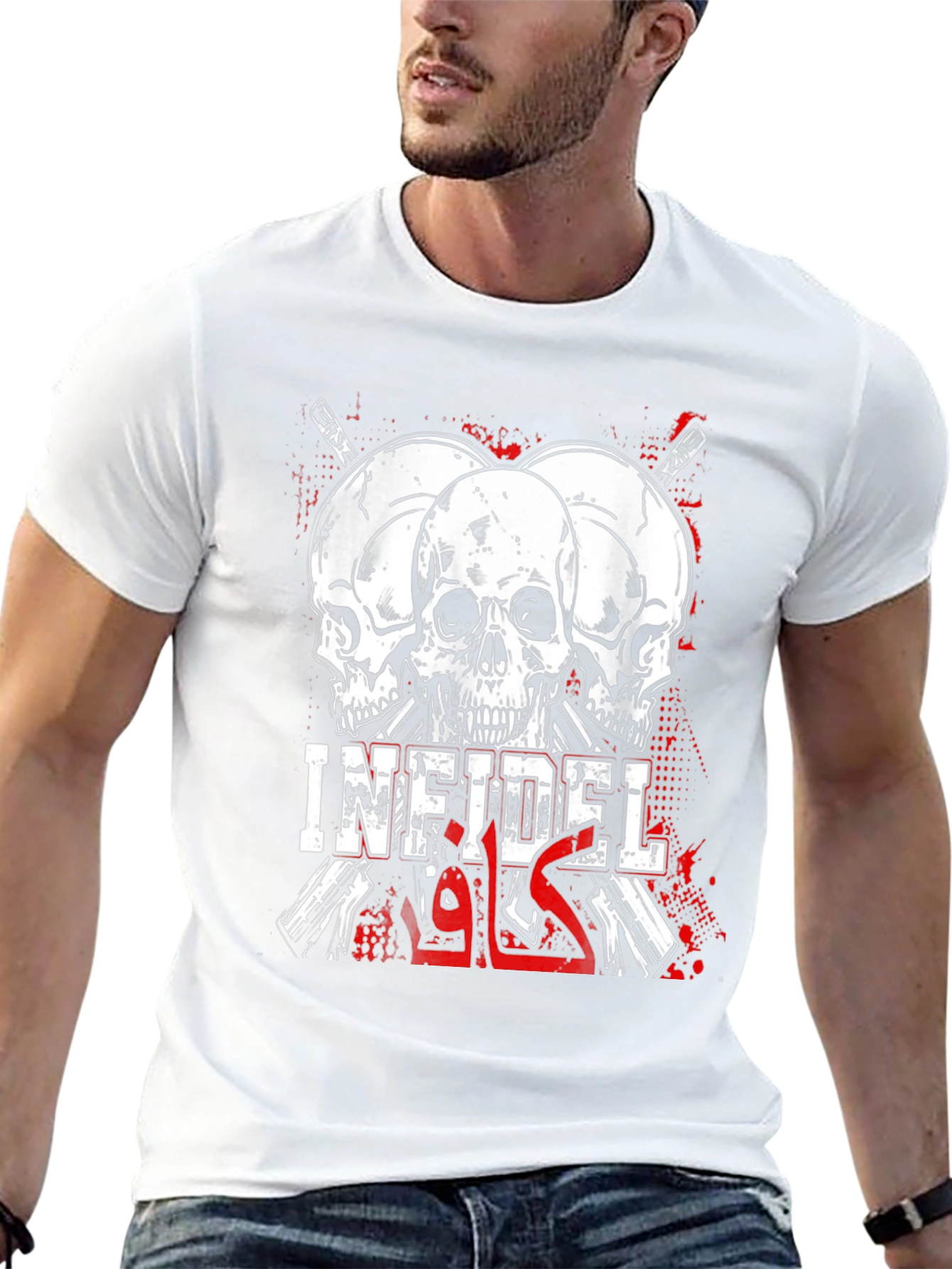 Infidel Skull Graphic T-Shirt - Bold Statement Tee