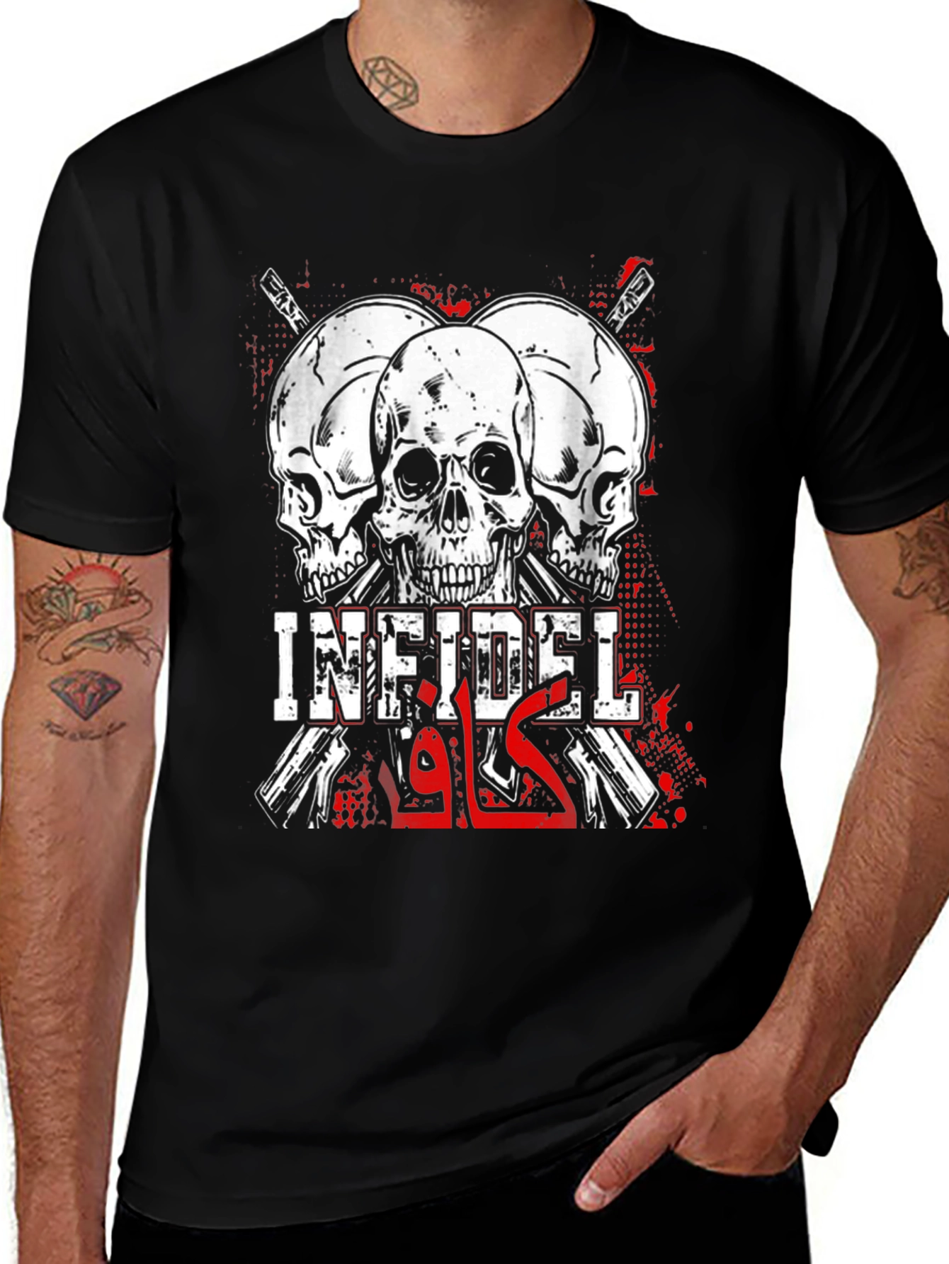 Infidel Skull Graphic T-Shirt - Bold Statement Tee